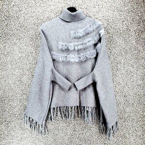 Ave Rara Wrap and Swing Gray Slim Thin Jacket Poncho Sweater Women's Size US 6